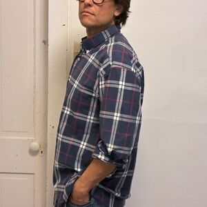 Vineyard Vines Classic Whale Shirt Blue and Red Plaid Large